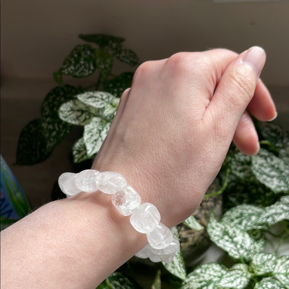 Chunky clear quartz crystal bracelet NWOT gemstones new age boho witchy